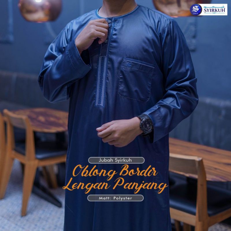Jubah ikaf lengan panjang Syirkuh, jubah oblong lengan panjang, jubah Al haramain lengan style panja
