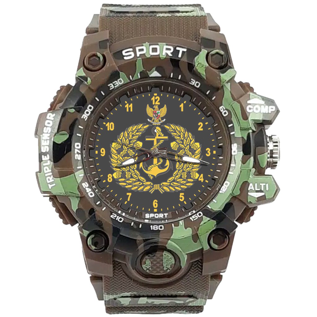 {Istimewa} Jam Tangan TNI-AL (Angkatan Laut) -Coklat  Army Water Resistant