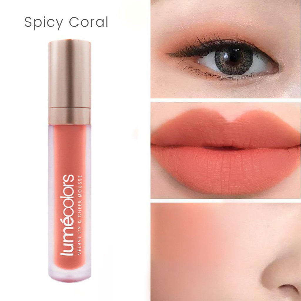 Lumecolors SPICY CORAL VELVET LIP &amp; CHEEK MOUSSE 3 IN 1 by CHRISTINA LIE BPOM HALAL lipstick