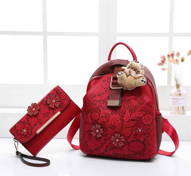 SALE Tas Eldora Ransel 302 (2in1) flower wanita branded import batam