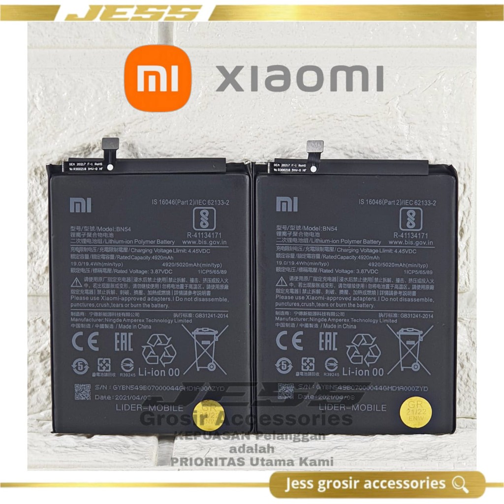 Baterai Battery Original Xiaomi Redmi 10X , Redmi 10x Pro , Kode Batre Xiao mi BN54 BN-54