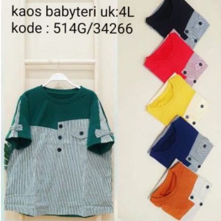 Blouse Bigsize 4L Kaos Jumbo kombinasi Katun