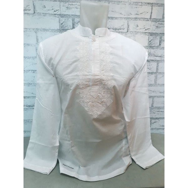 Baju Koko warna putih/ Baju Muslim Pria Gajah Duduk Casual Lengan Panjang dan Lengan Pendek