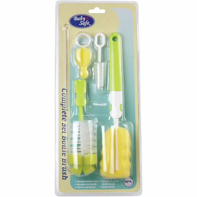 BS369 Baby Safe Complete Set Bottle Brush Green / Sikat Botol