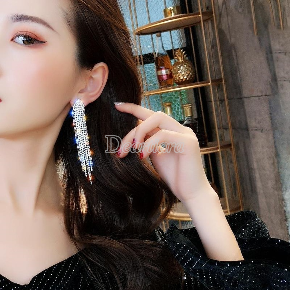 Anting Tusuk Gantung Bahan Sterling Silver 925 Desain Geometri + Berlian Gaya Eropa / Amerika / Korea / Trendy Untuk Wanita