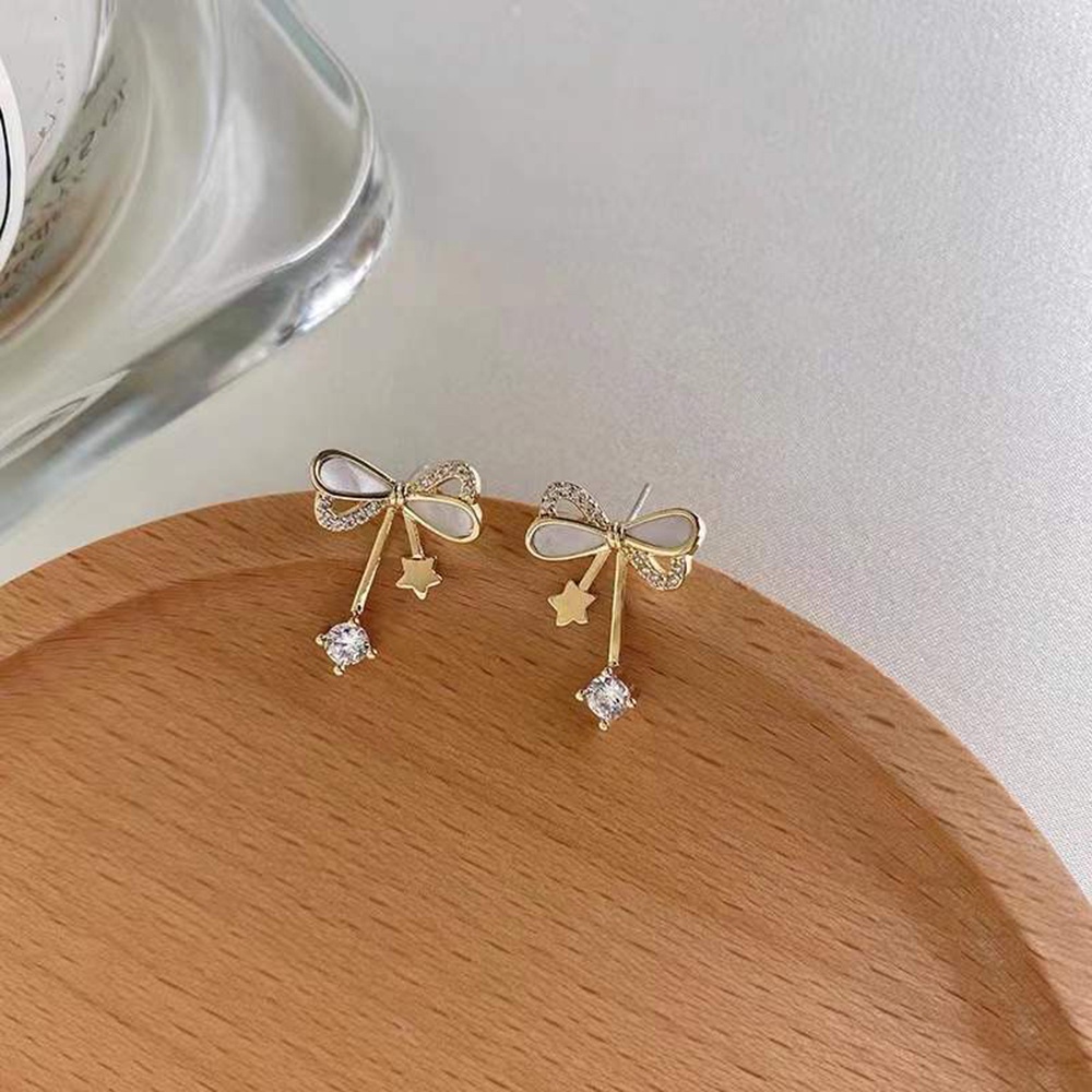 【COD Tangding】Anting Tusuk Gantung Desain Pita Untuk Wanita