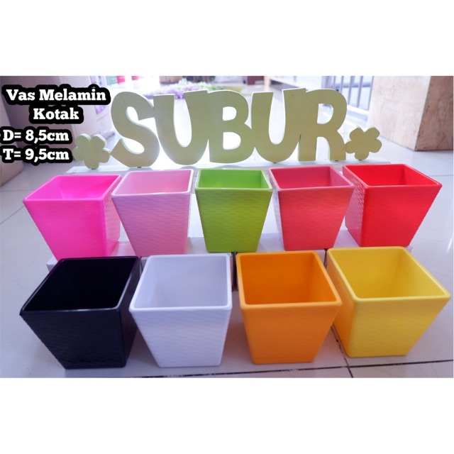 Dekorasi Taman Pot Melamin Kotak / Vas Melamin / Pot Bunga / Vas Bunga