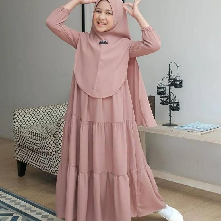 CPK.25Au22в ▪ Hanum Dress Gamis Jumbo Polos Rayon Tebal LD 120 & 110 Longdress Rempel Susun