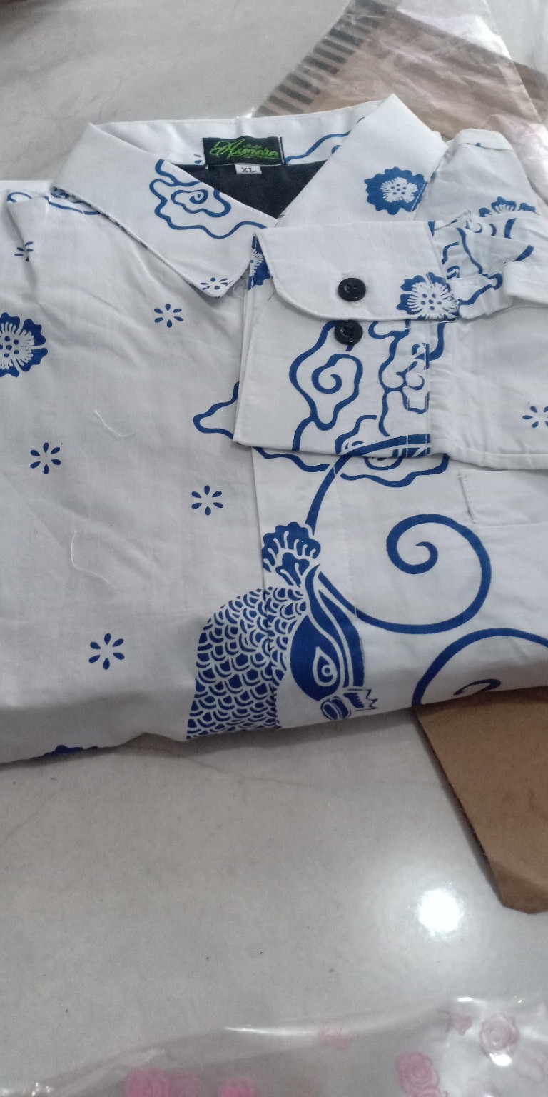 Merak Putih Kemeja Batik Pria Full Furing Katun Halus Primisima