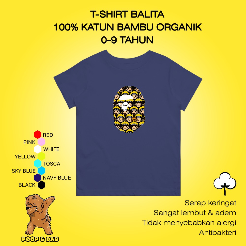 KAOS BOCIL COWO - KIDS TEE BAPE NARUTO - BAJU BALITA KATUN BAMBU - PAKAIAN ANAK LANANG CASUAL