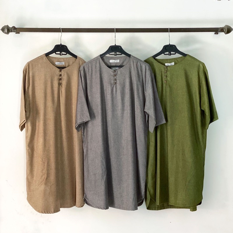 Baju Koko muslim pria Kurta Mashka Basic Katun