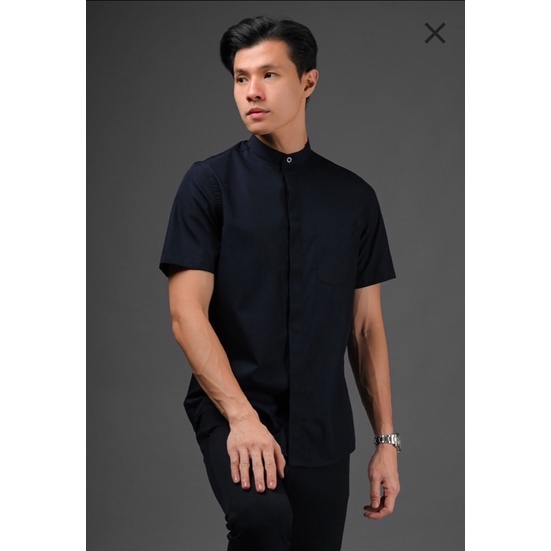 ARGO CONCEALED PLACKET SHORT SLEEVE NAVY BY HEYMALE