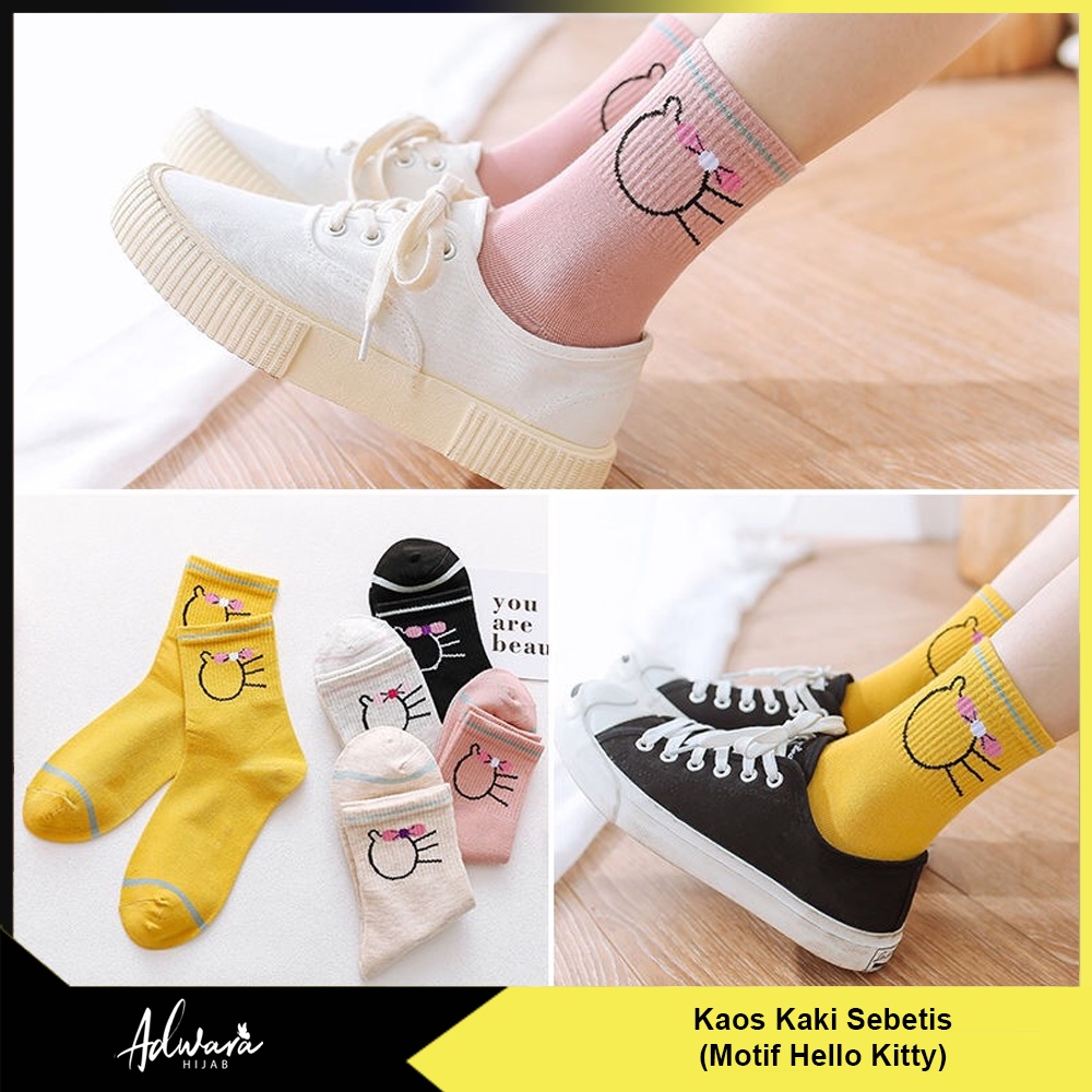 Kaos Kaki Wanita Pendek Sebetis Motif Hello Kitty Korean Style Sock