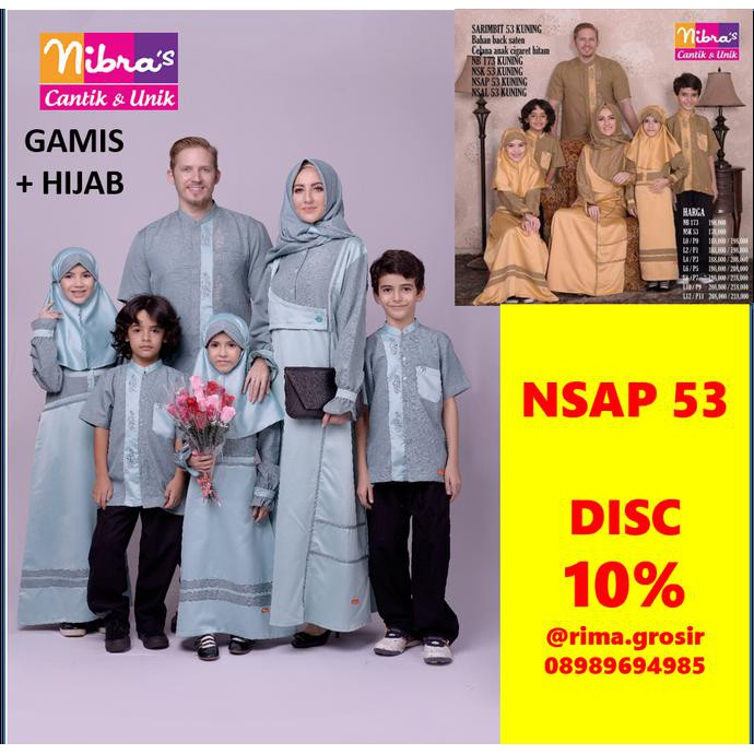 Gamis Gaul 2020 Original Nibras Nsap 53 Gamis Set Hijab Anak 0-11Thn Sarimbit Keluarga Ladangki