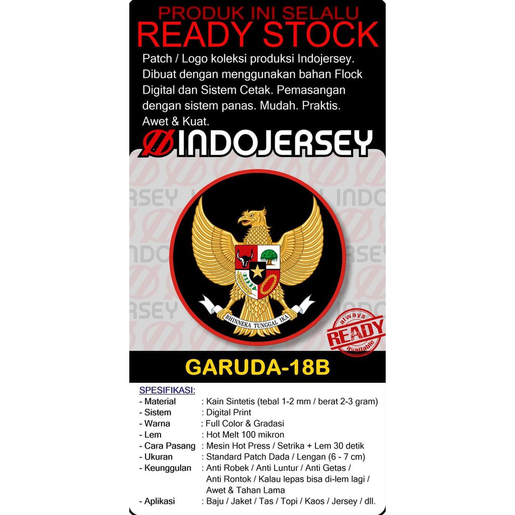 Buruan Serbu Logo Setrika Flock / Alternatif Bordir Woven - Garuda Pancasila 18B - Flock Standard