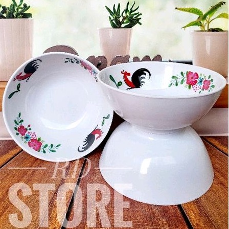 PROMO 3.PCS MANGKOK MOTIF AYAM BAHAN MELAMINE WARE TEBAL DAN TAHAN PANAS