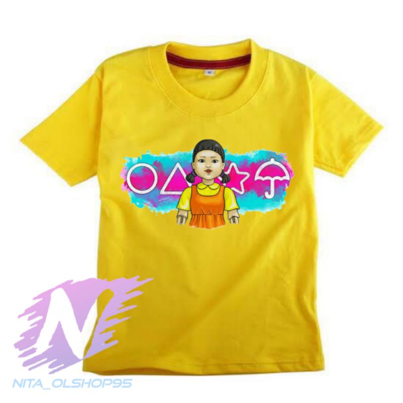 baju kaos anak squid game karakter boneka squid game