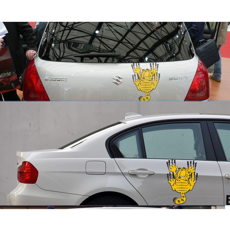 Tempelan Stiker Mobil Motor Reflektif Kucing Garfield Cat Kualitas Import