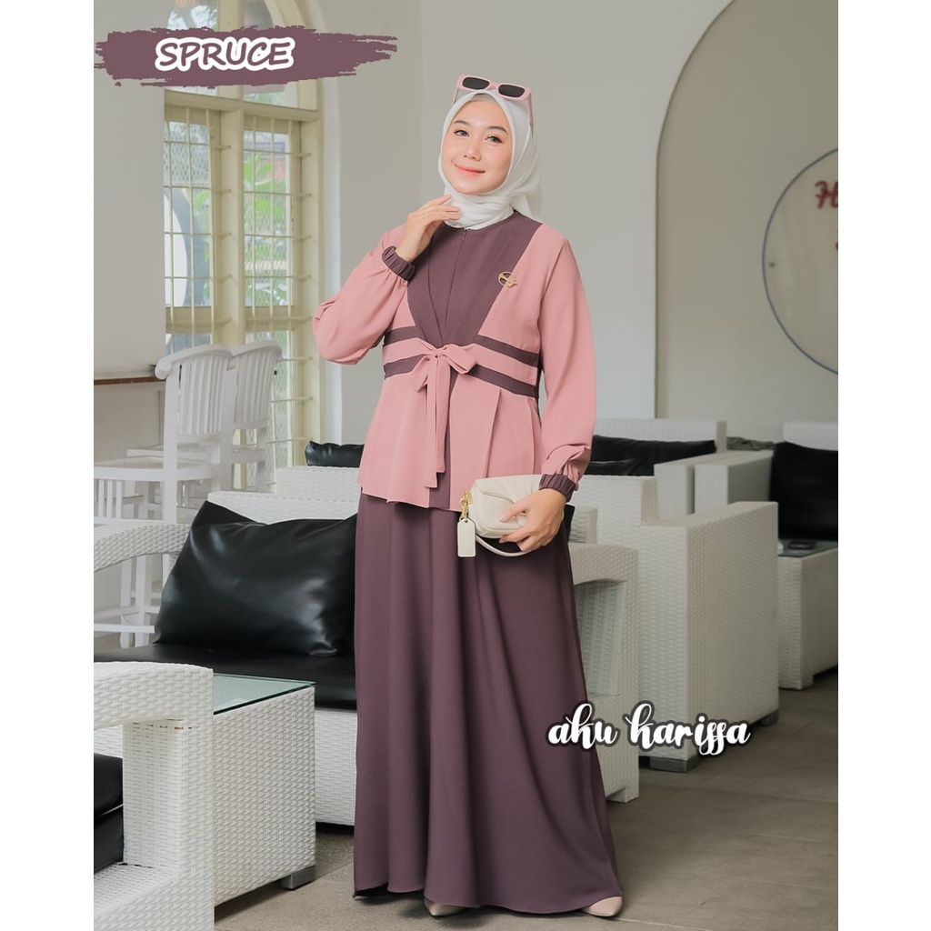 AIRA NAFIRA  RAINA dan KOTAK TRISKET aku karissa DRESS ITYCREPE POLO LINEN  terbaru setelan outer looks muslimah style modis casual syari new design