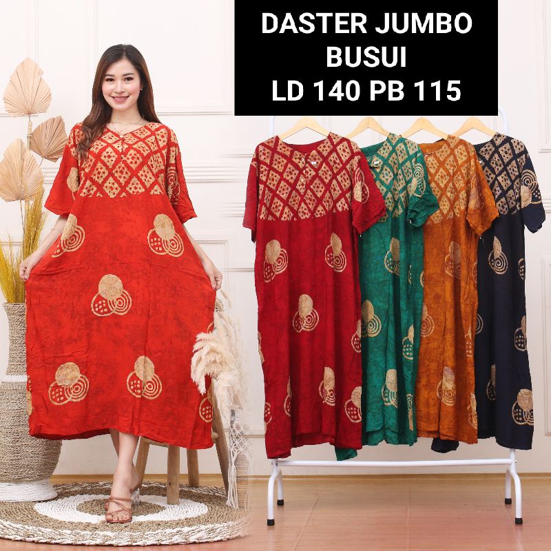 Daster Jumbo Lengan Pendek Batik - Motif Daun - Leher Kancing Bumil Busui (DPT003-60) Murah