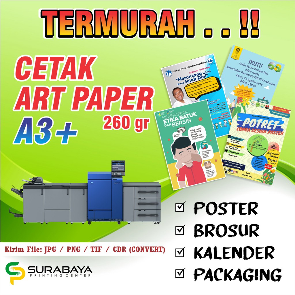 

CETAK ARTPAPER 260 GSM A3+ FULL COLOUR TERMURAH BERKUALITAS