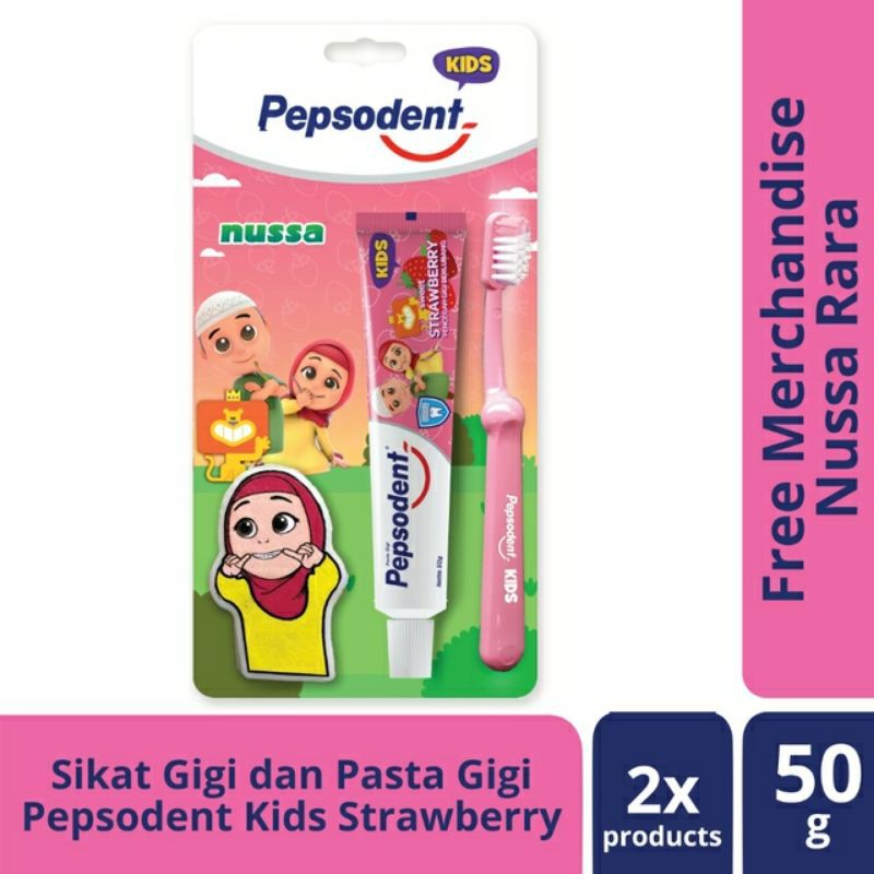 Pepsodent Kids Pasta Gigi & Sikat Gigi Anak Strawberry 50 gr nussa
