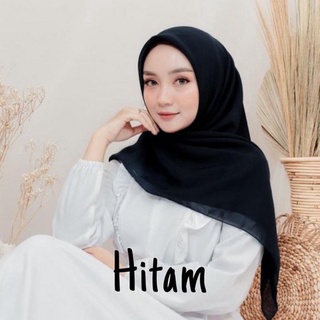 Kerudung Segiempat Polos BELLA SQUARE Hijab Pollycotton Jilbab Bela Hitam Premium