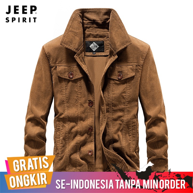 Jaket Pria Import Original Jeep Spirit Kerah Polo Corduroy Korduroi Jaket American Retro Kasual Fash