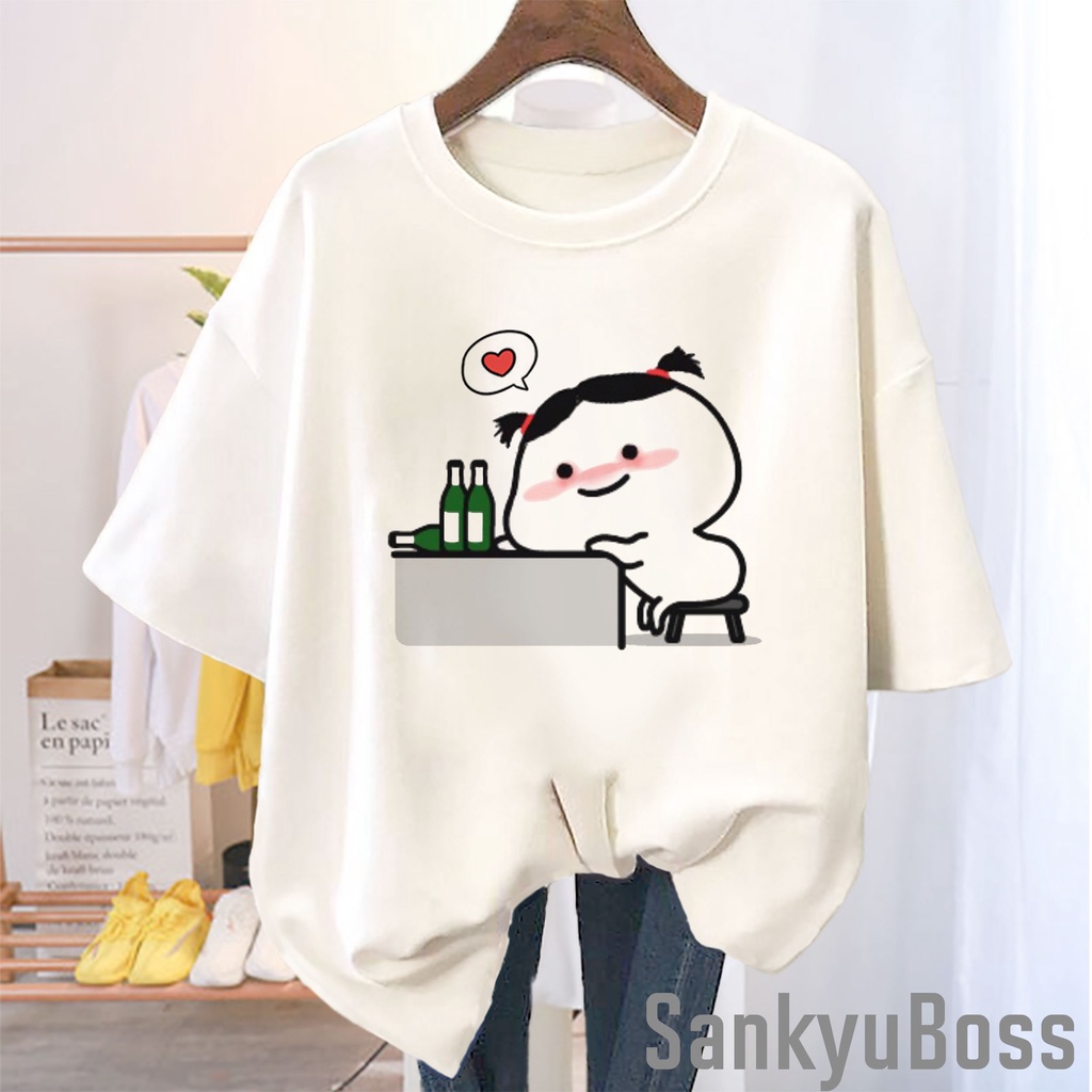 SANKYUBOSS - KAOS EMOTE PENTOL MABUK CINTA ATASAN WANITA OOTD OVERSIZE BAJU WARNA LILAC TSHIRT DISTR