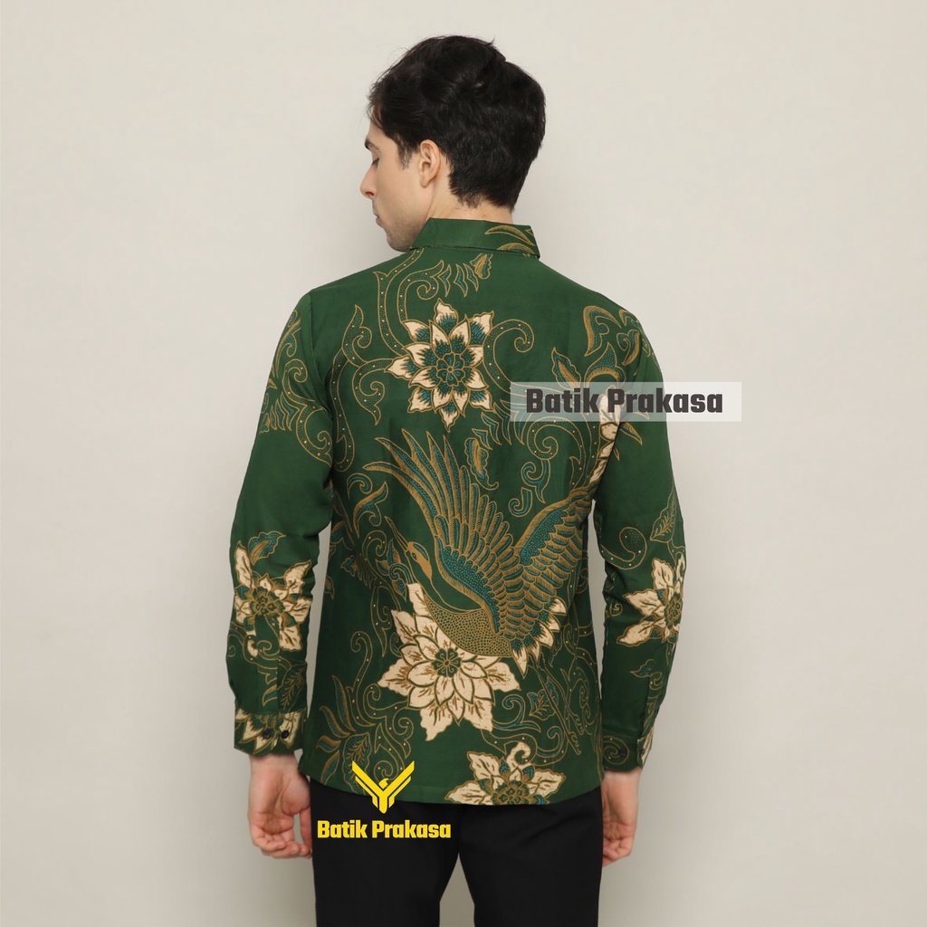 Kemeja Batik Prakasa Motif Prama Yoga Slimfit Lengan Panjang Batik Solo