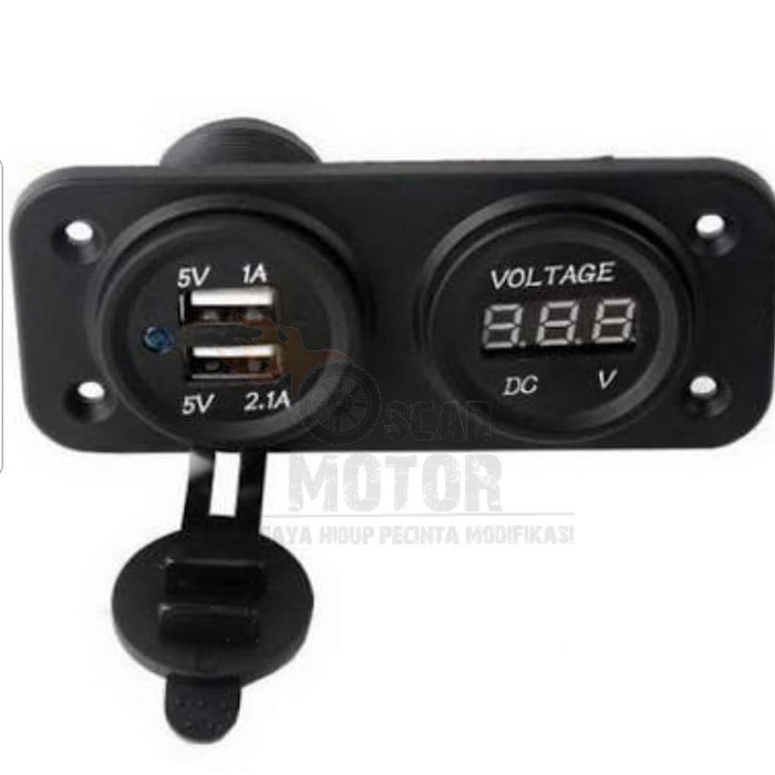 Voltmeter Plus USB volt meter Digital Meteran Pengukur aki charger HP Motor Universal motor