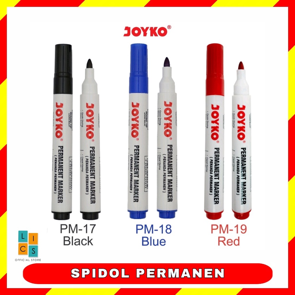 

Spidol Permanen Marker Joyko Merah Biru Hitam Satuan