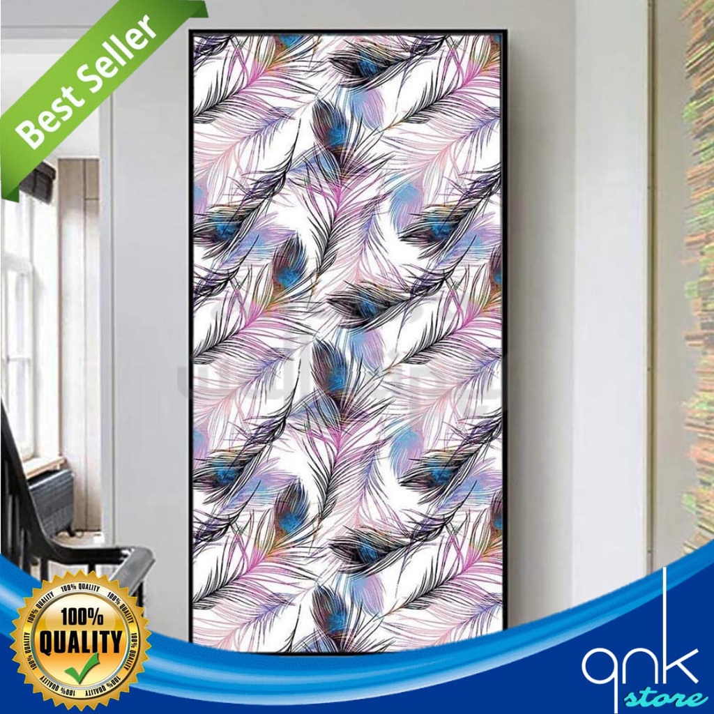 Wallpaper Dinding Motif 3D 45cm x 5m Wallpaper Sticker Dinding Motif 3D Bulu Merak Ungu