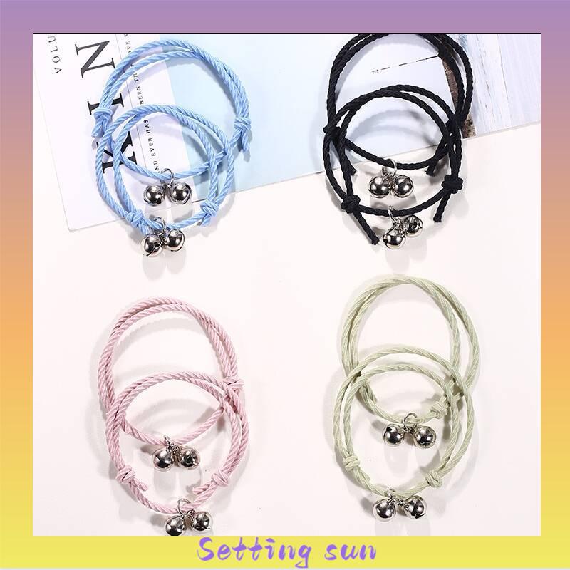 2 PC Korea Wanita Lonceng Adjustable Gelang Pasangan Pacar Hadiah Ulang Tahun TN