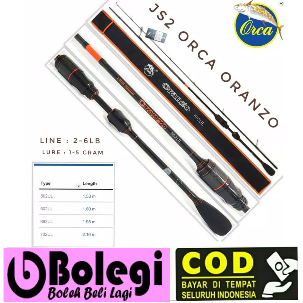 ORCA ORANZO JORAN CARBON SAMBUNG 2 PANCING 502UL,602UL,662UL,702UL