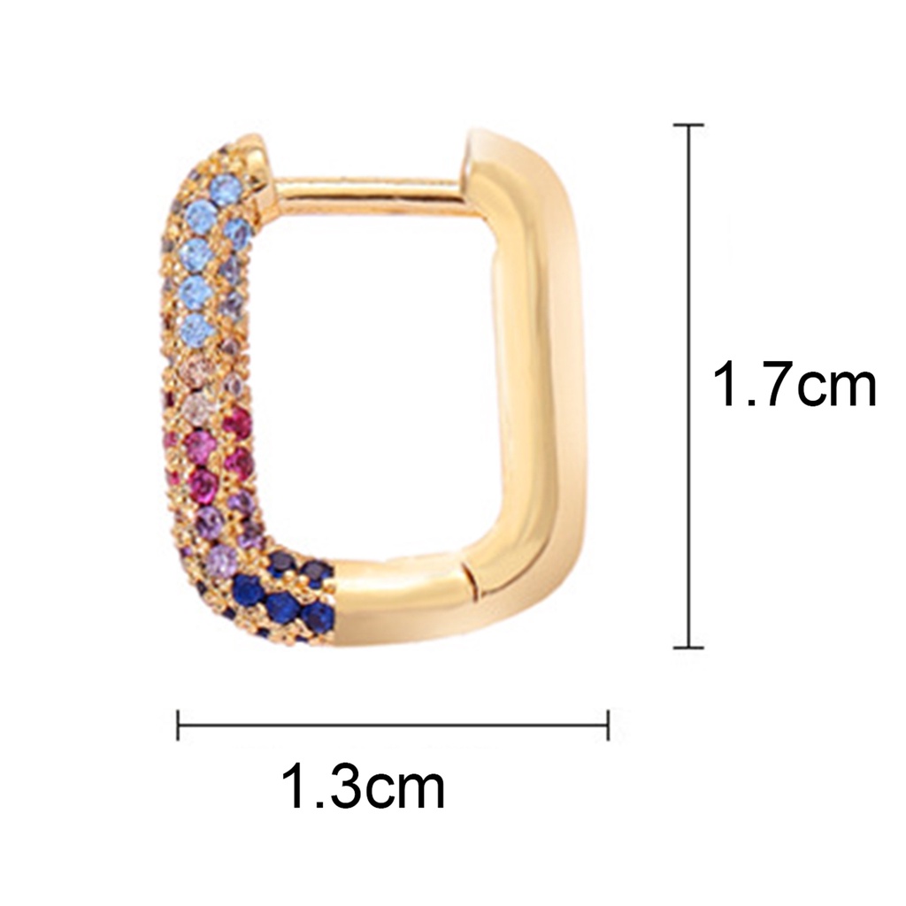 Hu Hu Hu Hu Hu Alat Bantu Pasang Kacamata♡ Anting Hoop Bentuk U Geometris Persegi Panjang Untuk Wanita