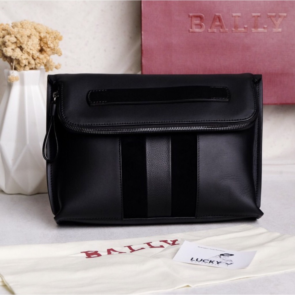 Bally Benjy Clutch Black Leather In Full Black - ORIGINAL 100%