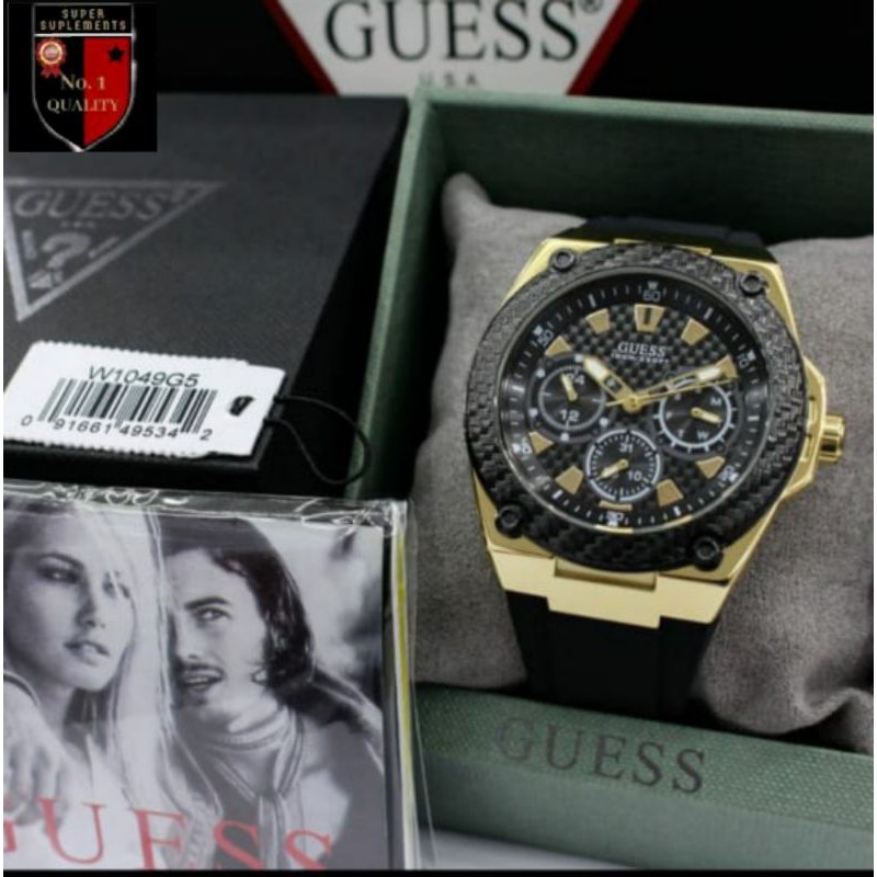Jam tangan pria Guess impor asli original cowo rubber