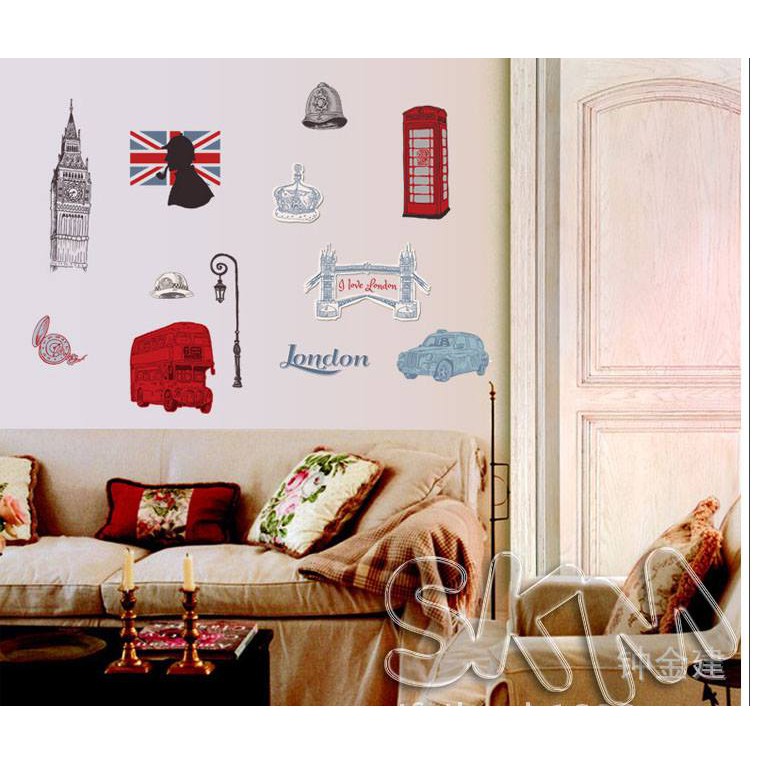 STIKER DINDING UK 60X90CM JBTR 9103 LONDON INGGRIS STICKER [GD] CAFE RUANG TAMU MENARA WALLSTICKER