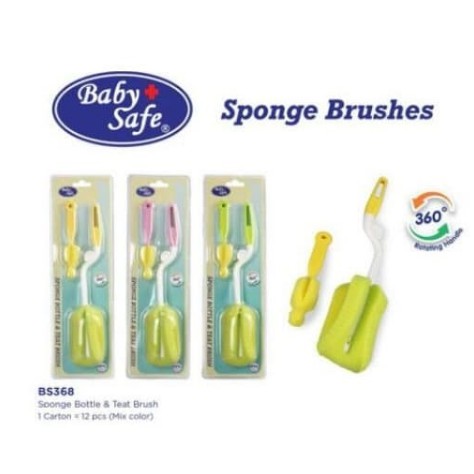 Baby Safe Sikat Pembersih Botol Spoon Sponge Bottle &amp; Teat Brush BS368