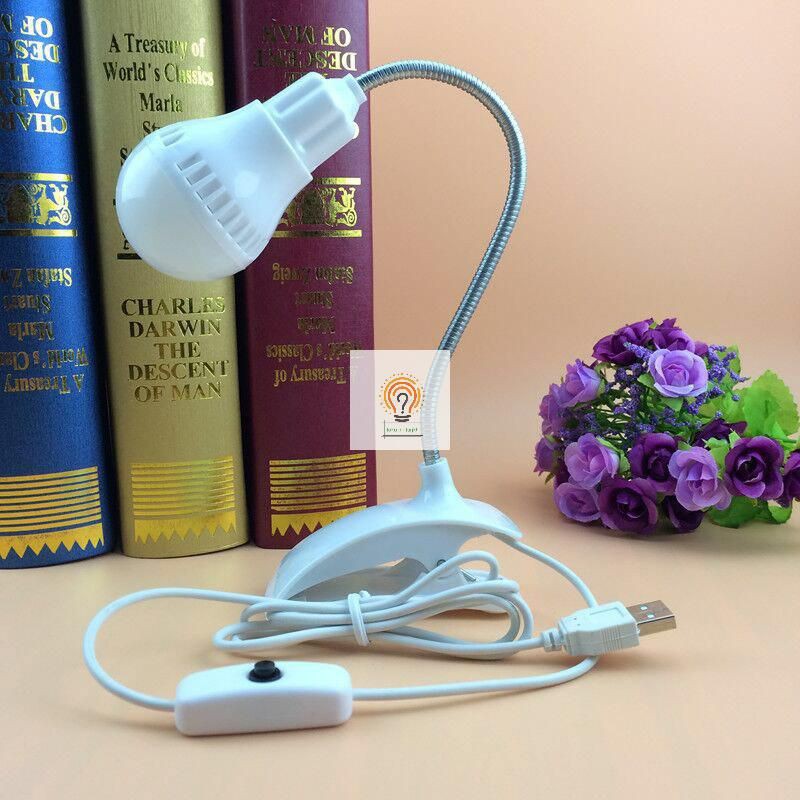 Lampu Baca /Lampu Belajar Jepit LED DC 5V Dengan Kabel USB DAN BOLA LAMPU