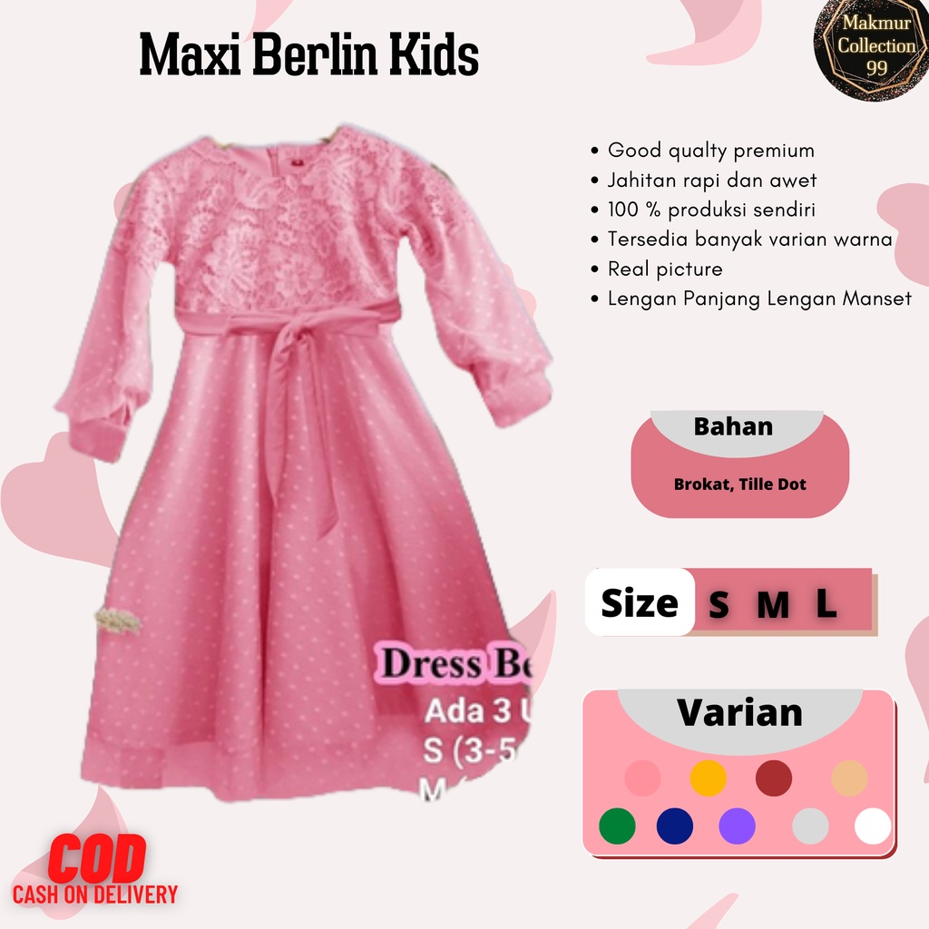 Dress kondangan Anak Perempuan brukat Berlin Kids 3-11 Tahun Good Quality