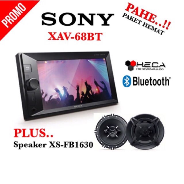 Paket Audio Mobil Sony XAV-68BT XAV68BT 68 BT Tape XAV 68 BT Double din XAV 68BT + Speaker XS-FB1630
