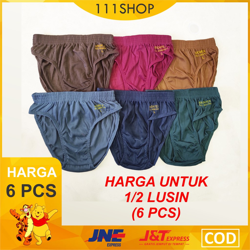 (6 PCS) CELANA DALAM PRIA LEMBARAN / CD LAKI LAKI COWOK BRONTEX POLOS / CD PRIA / UNDIES SEMPAK