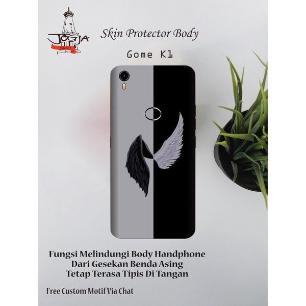 Dapat 2pcs Garskin HP GOME K1 Motif wings - Free custom Motif