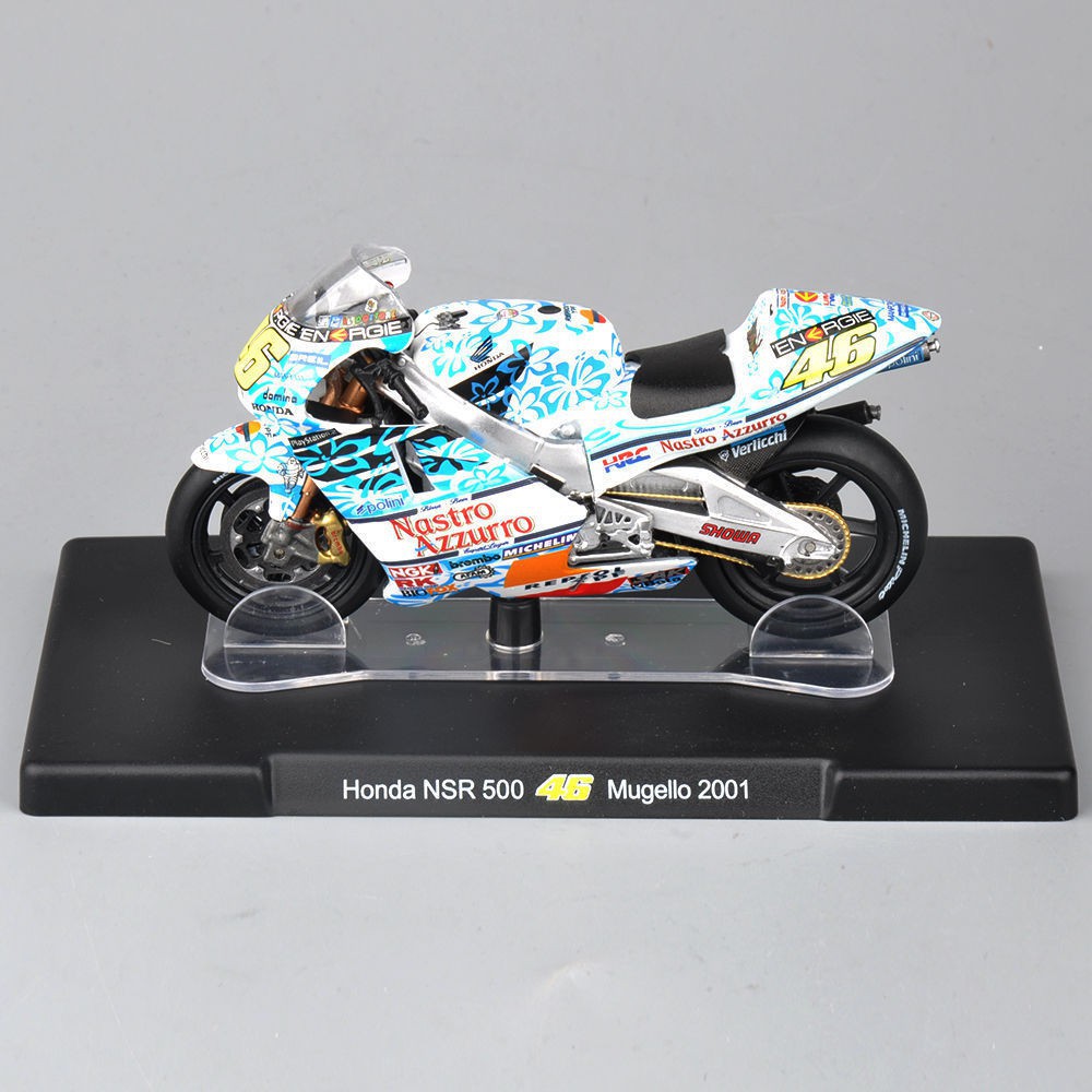 (Gratis Ongkir) Miniatur Diecast Motor Valentino Rossi Honda nsr 500 46 # mugello 2001 Skala 1 / 18