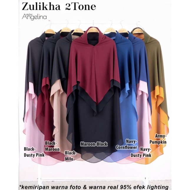Zulaikha Khimar Two Tone Black Dusty pink HP M