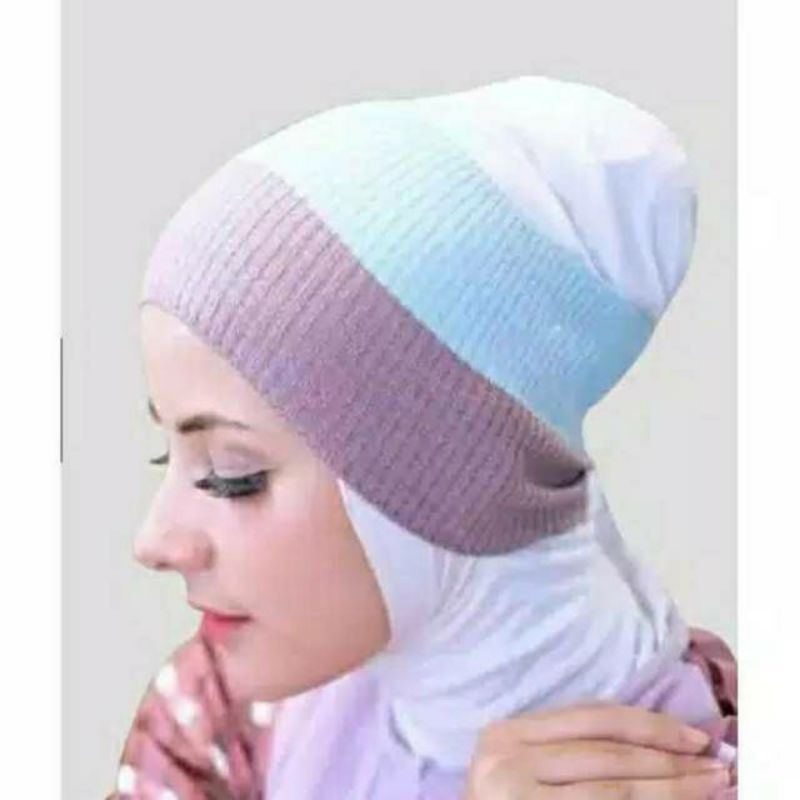 Ciput rajut 2 WARNA /Ciput inner bandana polos salur 2 warna