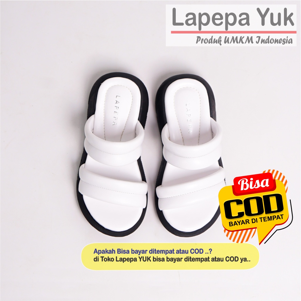 LAPEPA YUK - Sandal Platform Anak Perempuan Usia 2 sampai 10 Tahun ZOYA KIDS Sendal Anak cewek Wedges Wanita Empuk Model Silang Warna WHITE  Putih Ban dua Lucu  cewe Slop Usia Umur 3 4 5 6 7 8 9 thn Tahun Premium Ori Original Mall Official Store