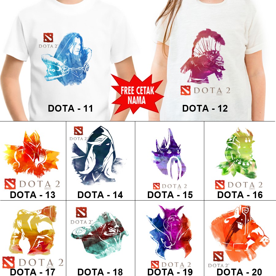 Baju Kaos ANAK DAN DEWASA DOTA COUPLE (FREE NAMA)